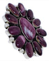 Purple Oyster Shell Large Statement Silver Ring Size 7-3/4 YX35990